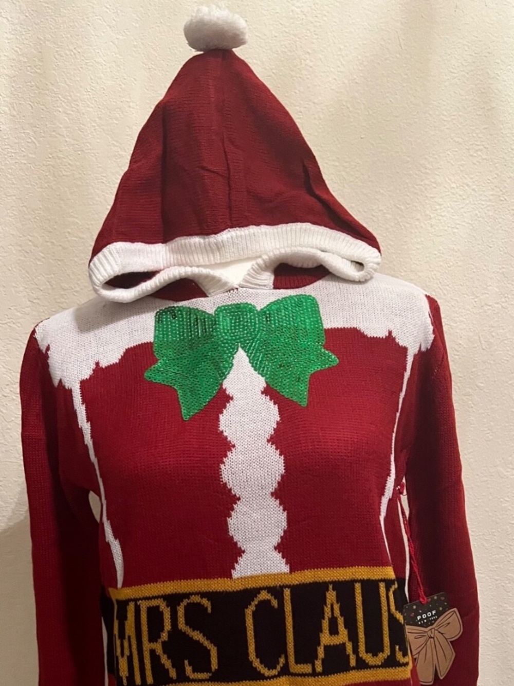 Brand NEW!!! Mrs. Claus Hooded Sweater Red (Ugly Sweater)